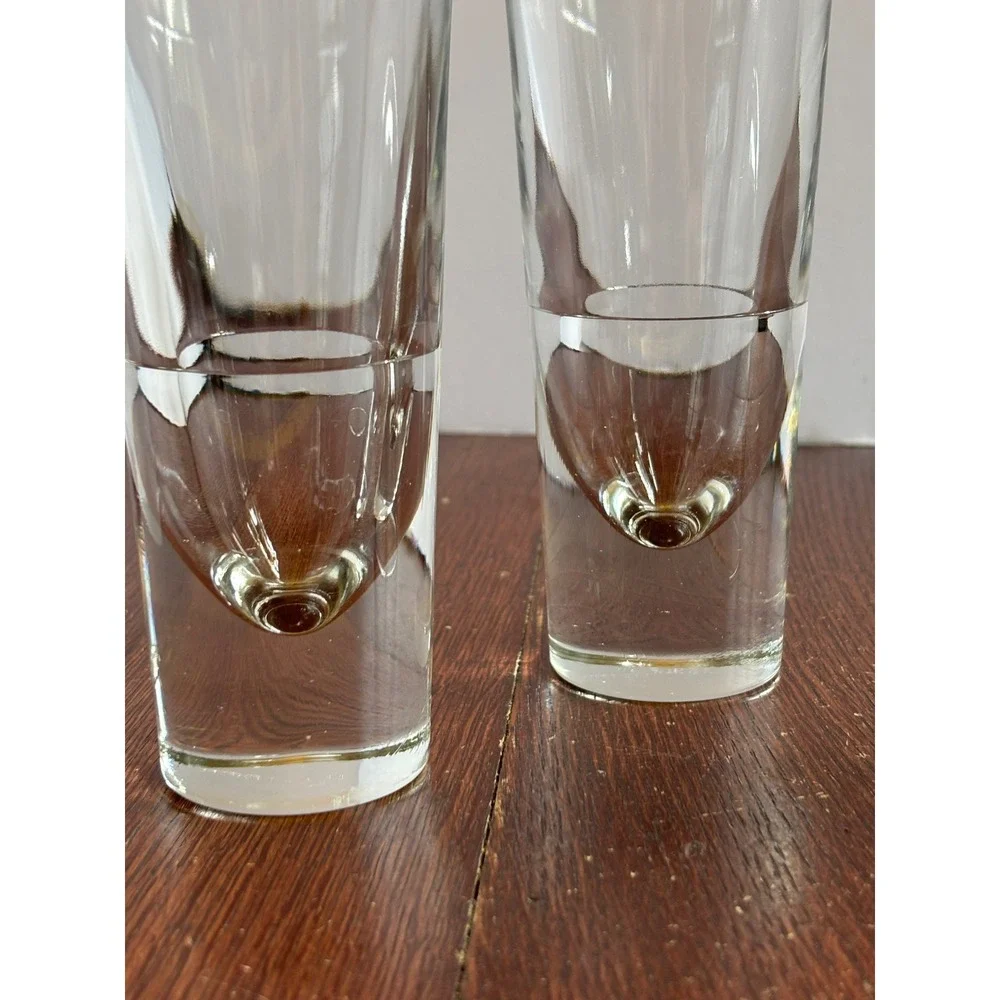 Set of 3 Bullet‎ Glasses Heavy Base Teardrop Bubble Clear Glass Barware 4.25